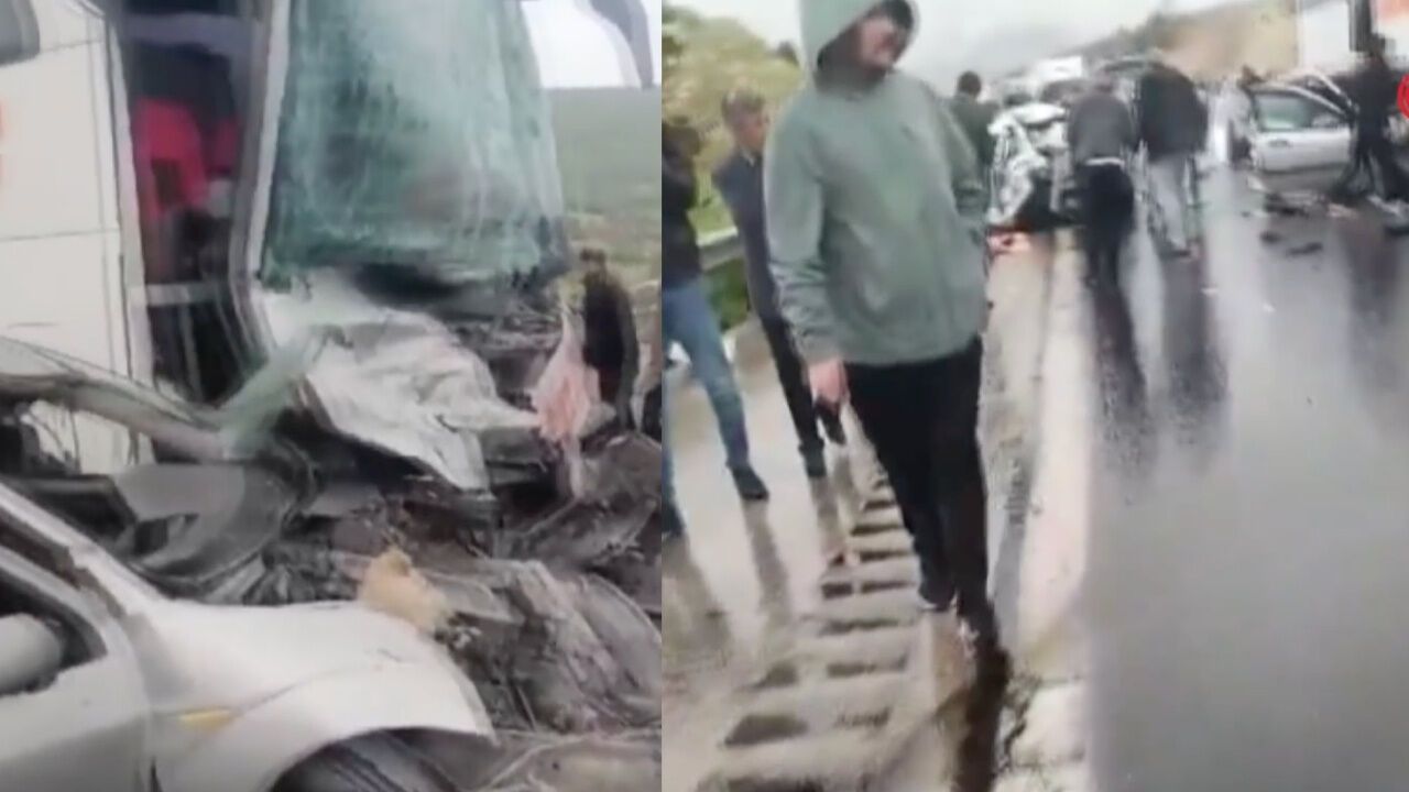 Kahramanmaraş Narlı’da fırtına facia getirdi! TAG Otoyolu’nda zincirleme kaza, 5 yaralı!