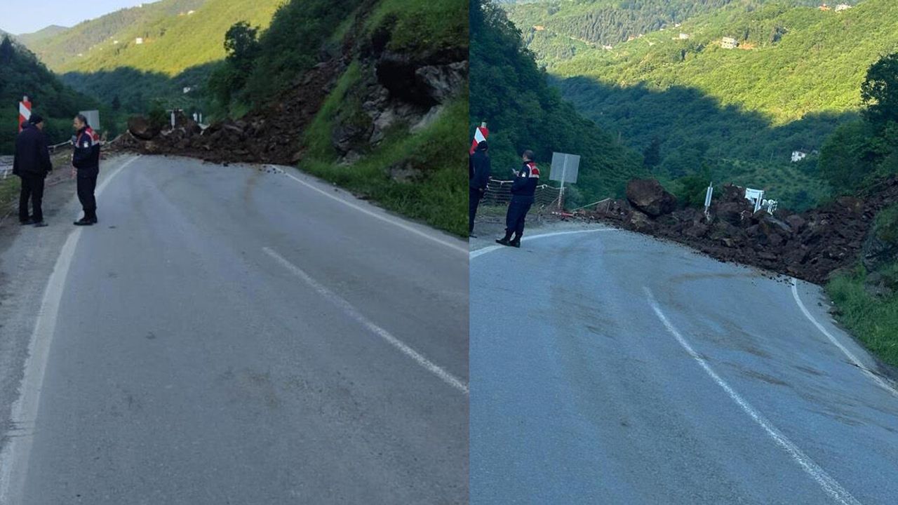 Trabzon-Bayburt karayolu heyelan nedeniyle ulaşıma kapandı