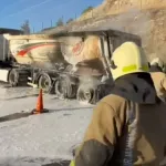 Kahramanmaraş'ta seyir halindeki kamyonda korkutan yangın