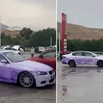 Boya yüklü TIR devrildi, yoldan geçen araçlar mora boyandı