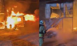 İşçilerin kaldığı konteyner yatakhane alevlere teslim oldu