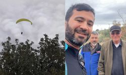 Gönülleri ısıtan davet: Yamaç paraşütçüsü işçilerin çay davetine kayıtsız kalmadı