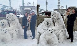 Kahramanmaraş'ta kardan kutup ayısı ilgi çekti