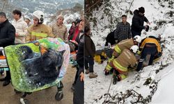 Kar yağışı kazayı beraberinde getirdi, Otomobil dereye uçtu
