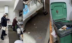 Zabıta denetimi esnasında mutfak tezgahında yıkanan paspas mide bulandırdı