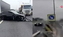 Otopilottaki Tesla karşı şeride daldı: O anlar kamerada