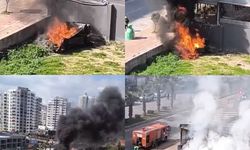 Mersin’de duvara çarpan araç bir anda alev aldı