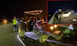 Otomobilin çarptığı traktör ikiye ayrıldı: 1'i ağır 6 yaralı