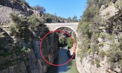 Tarihi Oluk Köprü’de 20 metrelik atlayış kamerada