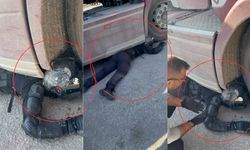 TIR’ın altına sıkışan kurye mucizeyle kurtuldu