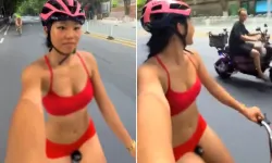 Bikiniyle Trafiğe Çıkan Bisikletli 5 Kazaya Sebep Oldu