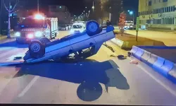 Çorum'da otomobil takla attı; sürücü ehliyetsiz çıktı