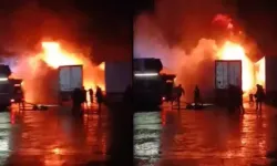 Park halindeki 2 TIR alev alev yandı