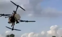 Samsun'da tarım dronuna tutunan çiftçinin düştüğü anlar kamerada