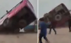 Yolcu Otobüsü Feribota Girmeye Çalışırken Nehre Düştü