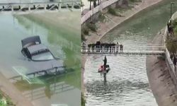 Adana Çukurova’da otomobil sulama kanalına uçtu! Sürücü son anda kurtuldu