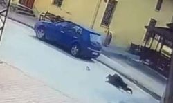 Camiye giderken otomobilin çarptığı yaya yaralandı; kaza kamerada