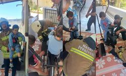 Hatay'da spor aletine sıkışan çocuk kurtarıldı!