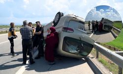 Kahramanmaraş yolunda lastiği patlayan minibüs takla attı