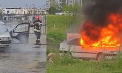 Osmaniye'de park halindeki araç alevlere teslim oldu