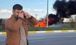 Sivas'ta otomobil yangını! Sürücü gözyaşlarına boğuldu