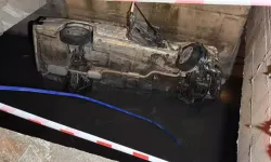 Virajı alamayan otomobil, 5 metre yükseklikten sulama kanalına düştü