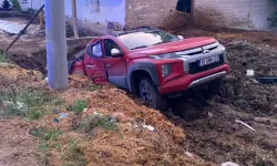 Bursa İnegöl’de Kamyonet Direğe Çarpıp Gübre Çukuruna Uçtu