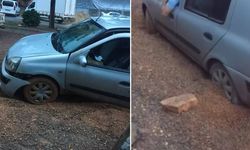 Kahramanmaraş'ta otomobil yoldaki çukura düştü