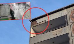 Küçükçekmece'de korku dolu anlar! Binadan kopan beton parçası sokağa düştü