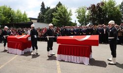 Tekirdağ'da şehit olan polis memurlarına acı veda