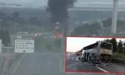 Seyir halindeki tur otobüsü yandı: 43 yolcu tahliye edildi