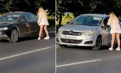 Alkollü kadın yola atlayıp trafiği birbirine kattı