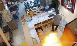 Kafede mutfak tüpü patladı: Olay anı kamerada