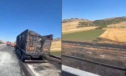 Kahramanmaraş’ta seyir halindeki tır yandı