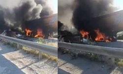 Motosiklet kamyona çarptı, alevler içinde kaldı