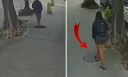Yolda yürürken lağım kanalına düştü