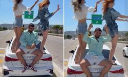 Hareket Halindeki Otomobilin Üzerinde Dans Ettiler