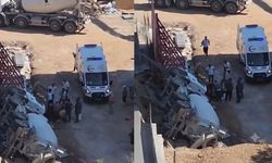 Kahramanmaraş'ta yol çöktü, mikser devrildi