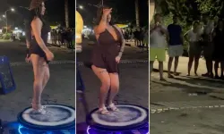 Mersin Sahilinde Dans Eden Genç Kadın Herkesi Etrafına Topladı