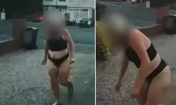 Yarı Çıplak Kadın Kapı Önündeki Sütleri Çaldı!