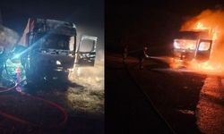 Hatay Belen’de seyir halindeki tır alevlere teslim oldu