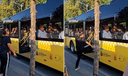 Yolcularla tartışan kadın araca saldırdı