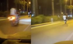 Hatay'da sosyal medya şovu uğruna trafiği birbirine katan motosikletliler kamerada