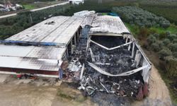 İznik'te Yanan Soğuk Hava Deposu Dronla Görüntülendi