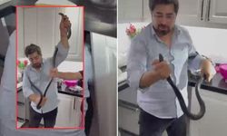 Mutfağa giren 2 metrelik yılanı yakalamak 4 saat sürdü