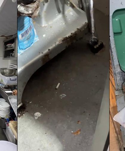 Zabıta denetimi esnasında mutfak tezgahında yıkanan paspas mide bulandırdı