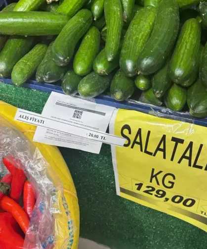 Üreticiden 20 TL’ye alınan salatalık, zincir market rafında 129 TL’ye satıldı