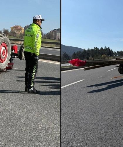 Ahşap elektrik direği taşıyan traktör devrildi: 1 ölü