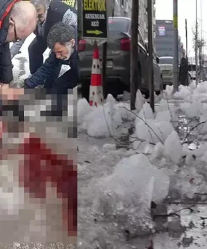 Erzurum'da çatından üzerine kar ve buz kütlesi düşen kişi ağır yaralandı