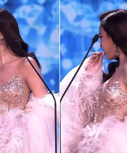 Güzellik yarışmasında yarışmacının protez dişleri düştü